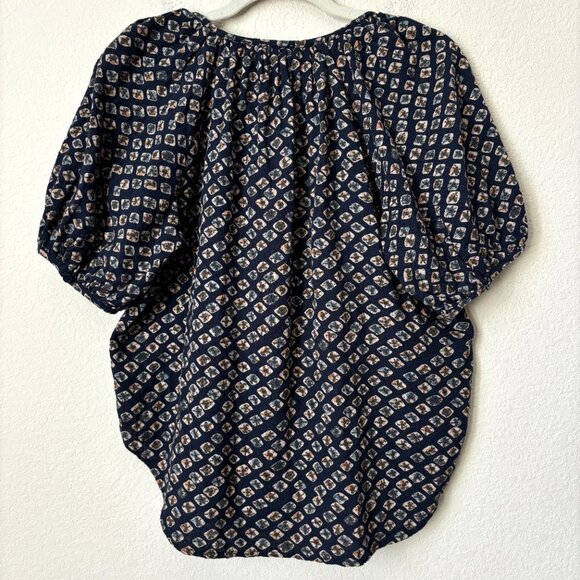 Anthropologie Pilcro Boho Printed Button Front Rounded Hem Blouse Top - Picture 9 of 11